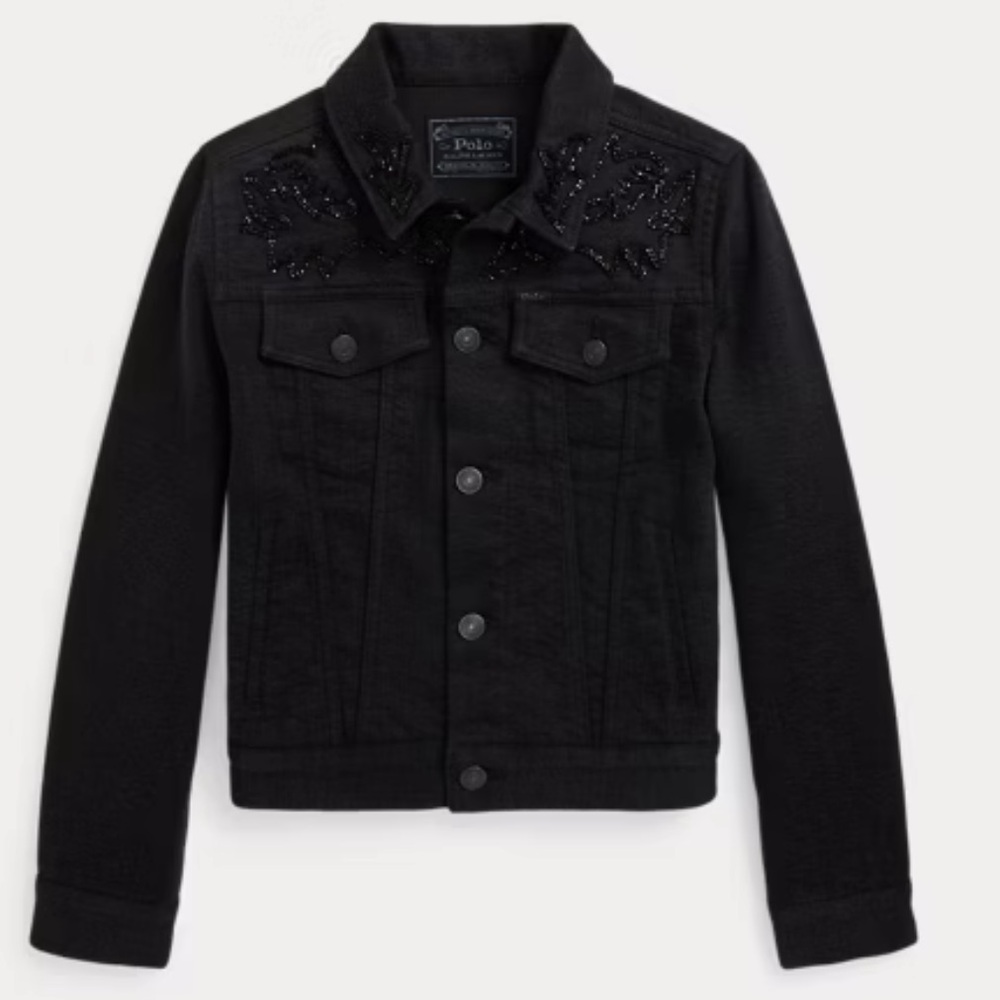 Polo Ralph Lauren Beaded Stretch Denim Trucker Jacket NWT